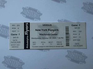 2005 Jeff Carter Mike Richards NHL Debut Ticket 10/5/05 Rangers Flyers - Picture 1 of 2