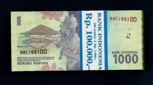 INDONESIA 1000 RUPIAH P-154 2016 x 100 Pcs Lot BUNDLE DANCER UNC INDONESIAN NOTE - Picture 1 of 5