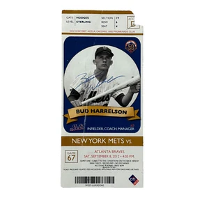 Boleto firmado Bud Harrelson 8/9/8 de septiembre de 2012 Citi Field de los Mets de Nueva York - Imagen 1 de 20