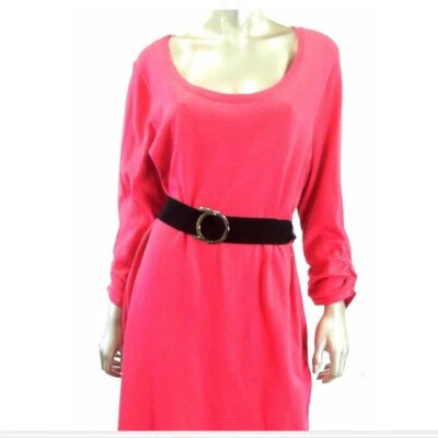 NY Collection Women Dress XL Dark Pink A-line Knee-Length Solid Sweater Knit - Image 1 of 3