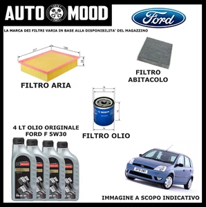 KIT TAGLIANDO FORD FIESTA 5 V 1.2 1.3 1.4 BENZINA 4 LITRI FORD 5W30 F + FILTRI - Foto 1 di 1