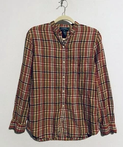 Ralph Lauren Top Womens Small Red Plaid Linen Button Up Roll Tab Long Sleeve - Picture 1 of 7