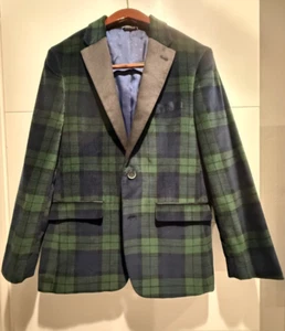 Tommy Hilfiger Tuxedo Dinner Jacket Men 38 S Tartan Velvet Satin Lapel Blazer - Picture 1 of 6