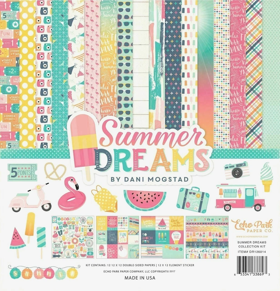Summer Sun Beach Pool Park Rides Vacation Echo Park Scrapbook Page Kit 12 x 12 - Image 1 of 1