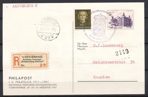 'Nationale Postzegel Tentoonstelling Houtrust' AANGETEKEND GRAVENHAGE 24.VIII.51 - Bild 1 von 2