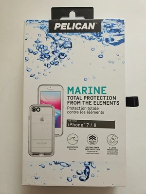 Pelican Marine 全保护保护壳 苹果 iPhone 7 / 8 透明 全新 — 第 1/2 张图片