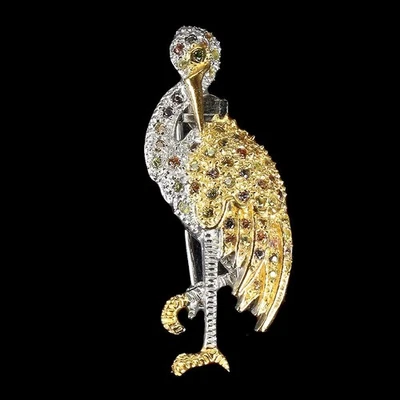 Broche de plata de ley 925 zafiro redondo corte diamante piedras preciosas naturales joyería Foto 1 de 4