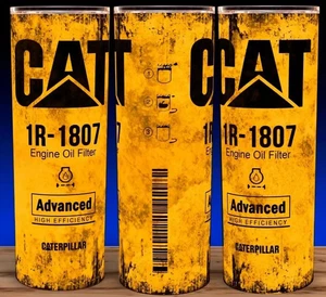 Cat Yellow Oil Filter Distressed Mechanic Cup Mug Tumbler 20oz - Picture 1 of 3