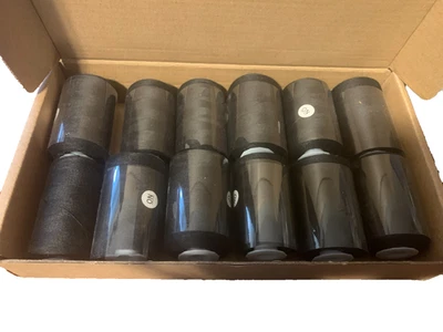 Ilauke Sewing Thread, 12 Spools 1000 yards each black polyester all purpose - Image 1 of 4