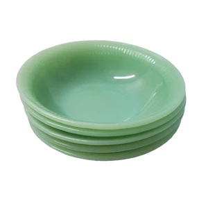 5 cuencos de avena de cereal Fire King Jadeite Jane Ray de 6 pulgadas verde acanalado 3706JR - Imagen 1 de 7