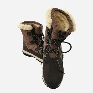 Bearpaw Bethany Brown and Cream Women's Winter Boots Wool Blend Lining - Picture 1 of 8