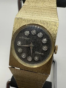 Men's Wittnauer Geneve 10 Diamond Dial Tank Watch Clean Running 26MM 17J - Picture 1 of 20