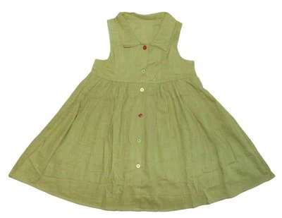 VESTIDO SIN MANGAS NUEVO CON ETIQUETAS NIÑAS 3T 4T 4 6 7 BRONCEADO o VERDE TRICOLOR ABOTONADO Foto 1 de 4
