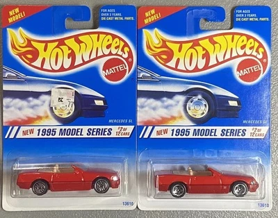 (2) Hot Wheels 1995 nuevo modelo rojo Mercedes SL Cont. Variante de rueda UH/5SP Foto 1 de 4