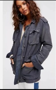 Free People Not Your Brother’s Surplus Jacket Cinched Waist Blau Gr. L 168 $ - Bild 1 von 12