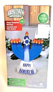 Inflable soplado por aire Happy Hanukkah 4 pies luces LED interior/exterior gema - Imagen 1 de 4