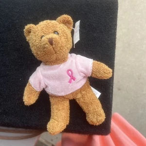 Vintage Avon Brustkrebs Kreuzzug Teddybär Sitzsack Plüschtier 6 Zoll rosa Shirt 2001 - Bild 1 von 2