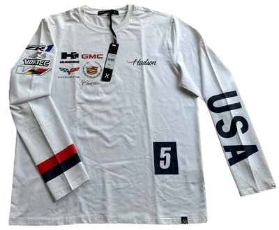 Camiseta de algodón Hudson Outerwear 2XL blanca con logotipos de autos GMC precio de venta sugerido por el fabricante: $59/- nueva Foto 1 de 4