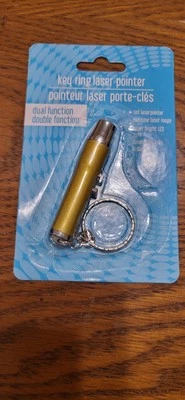 2-in-1 LED Laser Pointer - LED Flashlight - Key Chain - Gold - Image 1 of 2