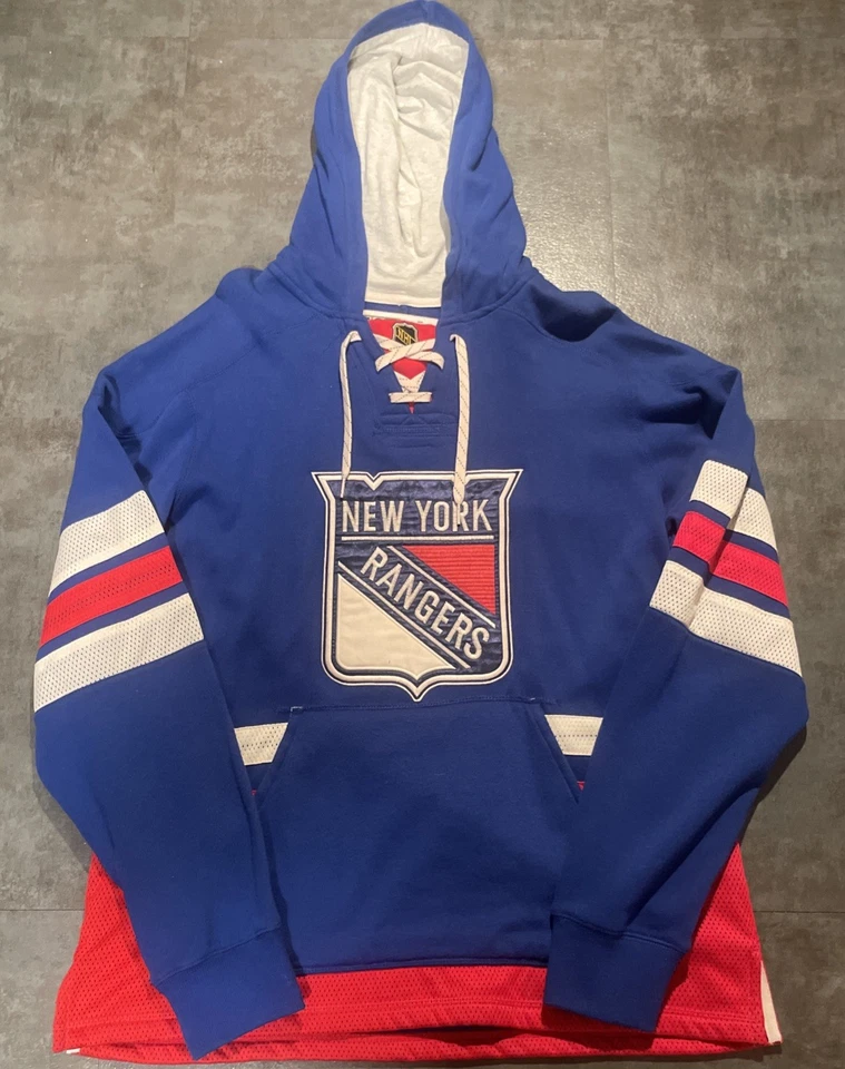 New York Rangers Training NHL Hockey Sweatshirt Hoodie CCM Blue Men Size Large - Image 1 of 4
