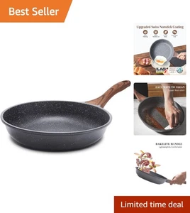 20cm Swiss Non-Stick Frying Pan with Elegant Woodgrain Handle - Induction Safe - Picture 1 of 9