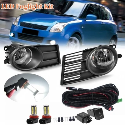 LED White Driving Fog Lights Bumper Bezels Wring KIT For Suzuki Swift 2005-2010 - image 1 of 4