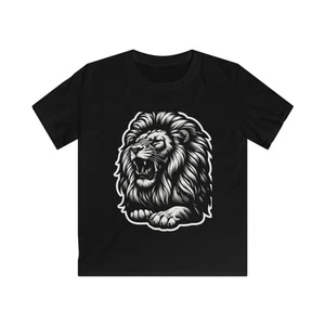Lion Graphic Kids Tee, Adventure Shirt for Boys and Girls, Courageous Children's - Picture 1 of 3