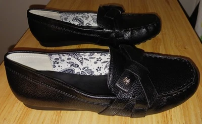 NUEVO 7M BANDOLINO SLIP-ON MUJER NEGRO PREPPY MOCASINES PLANOS CON CAJA Foto 1 de 4