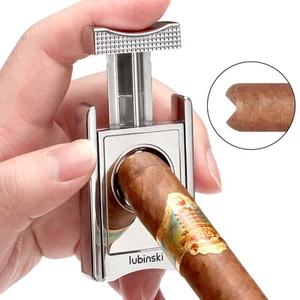 Lubinski Tragbarer Edelstahl V-Schnitt Zigarrenschneider Zigarettenhalter Geschenkbox - Bild 1 von 8