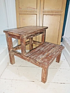 PANTALLA/ESCALONES DE MADERA RECICLADA INDIA HECHOS A MANO - Imagen 1 de 17