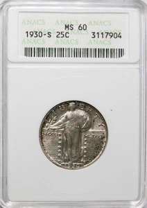 1930-S Quartiere Liberty in piedi ANACS MS-60 - Foto 1 di 2