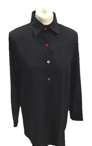HERREN SCHWARZES AUFFÄLLIGES HEMD LANGARM 37-39" Brustumfang verschiedene Farben Knöpfe - Bild 1 von 4