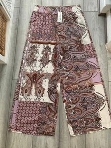 NEXT PAILSLY PRINT  WIDE LEG LINEN BLEND TROUSERS..BRAND NEW..SIZE 14 REGULAR - Picture 1 of 4