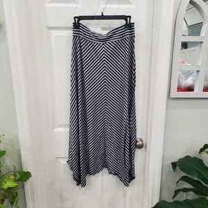 Faded Glory Womens Size Medium 8/10 Blie Gray Striped Maxi Skirt - Picture 1 of 5
