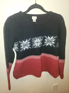 Alps Wool Blend Womens Red & Black Snowflake Sweater, Size L, Ex Cond.  - Picture 1 of 4