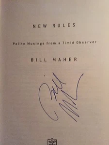 Bill Maher NEW RULES: POLITE MUSINGS FROM A TIMID OBSERVER SIGNED autograph jsa - Picture 1 of 3
