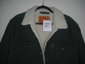 LEVI'S Sherpa Cord-Jacke grün! TRUCKER SHERPA JACKET SOLD-OUT!RAR&NEU+ETIKETTEN! - Bild 1 von 3