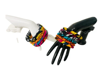 Handmade African Print Bangle Bracelet Ankara Retro Colourful Ethnic Jewellery - Image 1 of 4