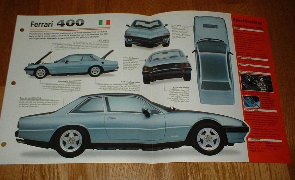 Ferrari 400i 1980 ORIGINAL IMP FOLLETO ESPECIFICACIONES INFORMACIÓN 80 76 77 78 79-84 400 I Foto 1 de 1