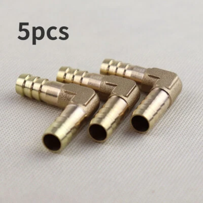 5Pc (3/8" x 3/8")10mm Brass Barbed Tube Pipe Fitting Hose Barb Elbow 90 Degree - Image 1 of 4