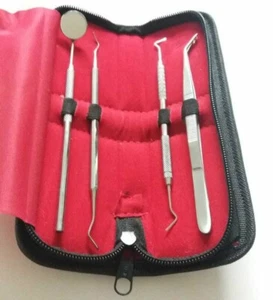 Dental Kit Tooth Scraper Plaque Remover Mirror Scale Set Tweezer Tartar Calculus - Picture 1 of 7