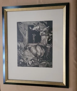 Künstler unbekannt: Radierung, #13, mexikanische Szene, 22"x18" gerahmt, sowjetischer Künstler - Bild 1 von 3