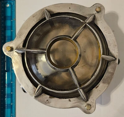 Vintage Nautical Bulkhead Turtle Cage Light Aluminum - Salvage/Reclaimed - Image 1 of 4