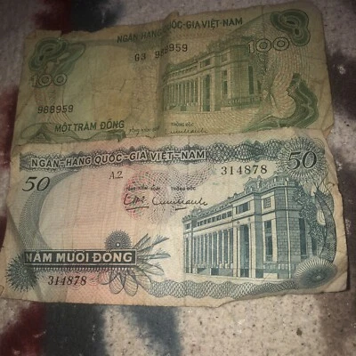 rare old paper money bills $50 & $100 China Money - Image 1 of 4