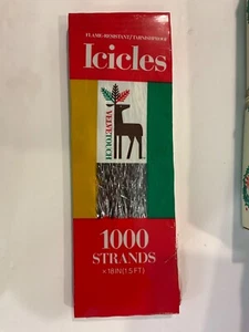 Vintage National Lametta, Weihnachten Silber Eiszapfen Lametta 1000 Strang mfg WI, USA - Bild 1 von 3