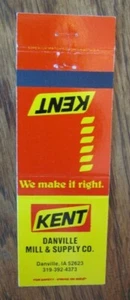 FARM RELATED: KENT FEEDS (DANVILLE MILL & SUPPLY, IOWA) MATCHBOOK MATCHCOVER -F8 - Picture 1 of 1