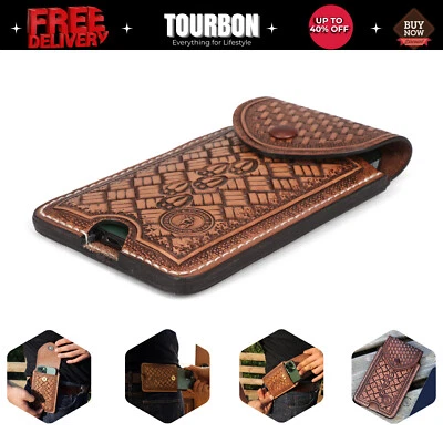 TOURBON Vintage Cuero Teléfono Celular Cartera Estuche Funda de Transporte con Lazo para Cinturón Foto 1 de 4