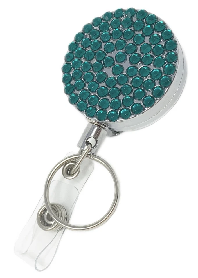 Soporte de carrete de insignia retráctil de metal pesado Bling cable de acero clip de cinturón + llavero Foto 1 de 1