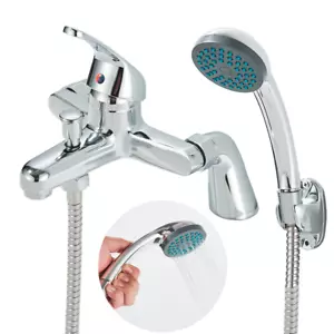 Bath Taps with Shower, Bath Shower Filler Mixer Tap Double Lever Bath Filler Tap - Picture 1 of 9