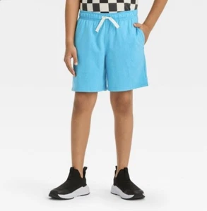Cat & Jack Boy’s L Large 10-12 Shorts Blue Knit Above the Knee Pull-On New - Picture 1 of 3